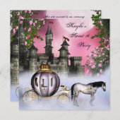 ピンクローズプリンセススウィート16パーティー 招待状 (正面/裏面)