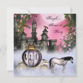 ピンクローズプリンセススウィート16パーティー 招待状 (正面)