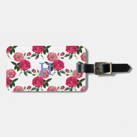 ピンクローズプリント ラゲッジタグ (正面横)