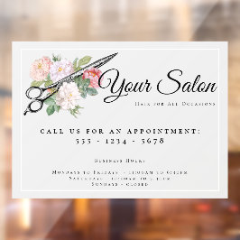 ピンクローズヘアサロンオープンアワーズライトグレー ウィンドウサイン