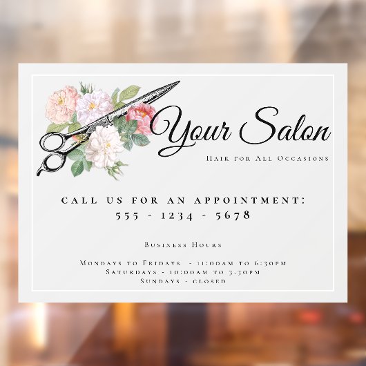 ピンクローズヘアサロンオープンアワーズライトグレー ウィンドウサイン (シート2)