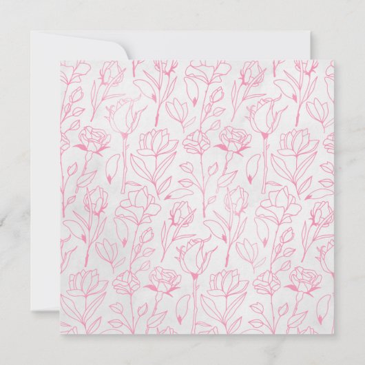 ピンクローズベビーガールウィッカニング命名式 招待状 (裏面)