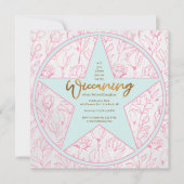ピンクローズベビーガールウィッカニング命名式 招待状 (正面)