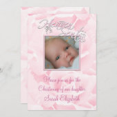 ピンクローズベビーガールフォト《キリスト教》洗礼式や命名式 招待状 (正面/裏面)