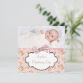 ピンクローズベビーガールフォト《キリスト教》洗礼式や命名式 招待状 (スタンド正面)