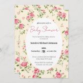 ピンクローズベビーシャワー招待状 招待状 (正面/裏面)