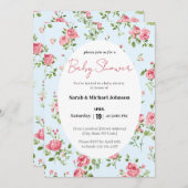 ピンクローズベビーシャワー招待状 招待状 (正面/裏面)