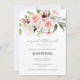 ピンクローズベビーシャワー招待状 招待状