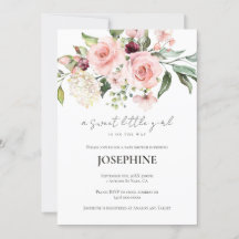 ピンクローズベビーシャワー招待状