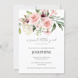 ピンクローズベビーシャワー招待状 招待状