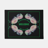 ピンクローズペア抽象芸術 パーソナライズされた ドアマット (正面)