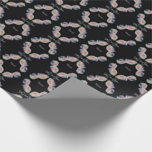 ピンクローズペア抽象芸術 パーソナライズされた ラッピングペーパー (角)