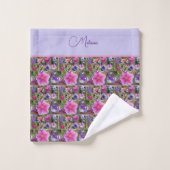 ピンクローズペヌアデイジー花フローラ女性名 バスタオルセット (ウォッシュタオル)