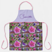 ピンクローズペヌアデイジー花フローラ女性 エプロン (正面)