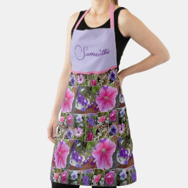 ピンクローズペヌアデイジー花フローラ女性 エプロン