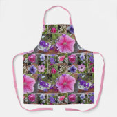 ピンクローズペヌアデイジー花フローラ女性 エプロン (正面)