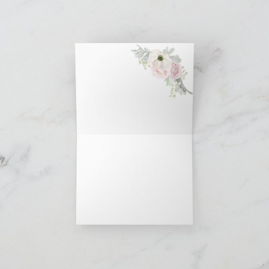 ピンクローズホワイトアネモネ結婚ズサンキュー サンキューカード (内部)