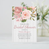 ピンクローズホワイトウッドブライダルシャワー招待状 招待状 (スタンド正面)
