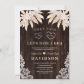 ピンクローズホワイトオーキッドパンパスアフター結婚ズBBQ 招待状 (正面)