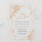 ピンクローズホワイトオーキッドパンパスグラスキンセアニラ 招待状 (正面/裏面)