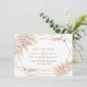 ピンクローズホワイトオーキッドパンパスグラス金ゴールド結婚ズ セーブザデート (スタンド正面)