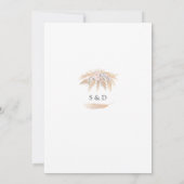 ピンクローズホワイトオーキッドパンパスグラス金ゴールド結婚ズ 招待状 (裏面)