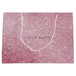 ピンクローズホワイトグリッターお気に入り抱き枕 ラージペーパーバッグ