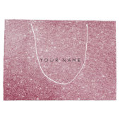 ピンクローズホワイトグリッターお気に入り抱き枕 ラージペーパーバッグ (裏面)