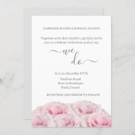 ピンクローズホワイトグレーエレガントフローラ結婚We Do S 招待状