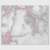 ピンクローズホワイトシルバーグレーカララマーブルストーン ラッピングペーパー (フラット)