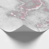 ピンクローズホワイトシルバーグレーカララマーブルストーン ラッピングペーパー (角)