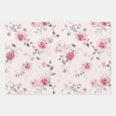 ピンクローズホワイトピケットフェンスブライダルシャワー ラッピングペーパーシート (正面2)