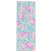 ピンクローズホワイト蝶オンブルーワイン抱き枕 ワインギフトバッグ (正面)