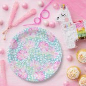 ピンクローズホワイト蝶スカイブルー紙プレート ペーパープレート (パーティー)