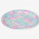 ピンクローズホワイト蝶スカイブルー紙プレート ペーパープレート (アングル)