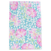 ピンクローズホワイト蝶、ブルーミディアム抱き枕 ミディアムペーパーバッグ (正面)