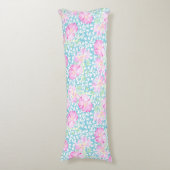 ピンクローズホワイト蝶、ブルー抱き枕 ボディピロー (正面縦)