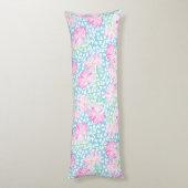 ピンクローズホワイト蝶、ブルー抱き枕 ボディピロー (裏面 (縦))