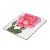 ピンクローズボタニカルイラストレーション タイル (側面)