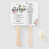 ピンクローズボホフローラウォーター色結婚式 プログラム ハンドファン (正面&裏面)