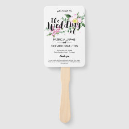 ピンクローズボホフローラウォーター色結婚式 プログラム ハンドファン