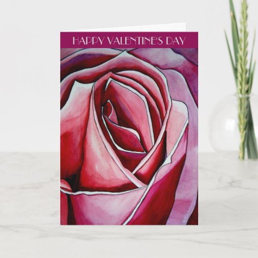 ピンクローズマクロフラワーバレンタインデーカード シーズンカード (正面)