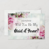 ピンクローズメイド・オブ・オーナー(花嫁付き添い人)提案カード 出欠カード (正面/裏面)