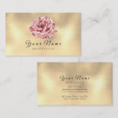 ピンクローズメタリックラックスシャンパーニュ金ゴールドガラス 名刺 (正面/裏面)