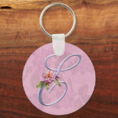 ピンクローズモノグラムE キーホルダー (正面)