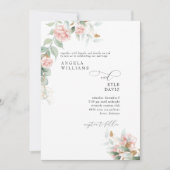 ピンクローズユーカリプタス結婚式招待状 招待状 (正面)