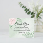 ピンクローズユーカリプタス葬式ありがとうご注意 サンキューカード (スタンド正面)