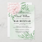 ピンクローズユーカリプツスカレントブリージバー（ユダヤ教の）バル・ミツバー 招待状 (正面/裏面)