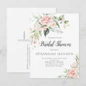 ピンクローズユーカリプトゥスグリーンリーブライダルシャワー ポストカード (正面/裏面)