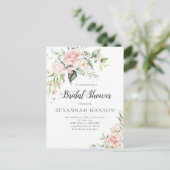 ピンクローズユーカリプトゥスグリーンリーブライダルシャワー ポストカード (スタンド正面)